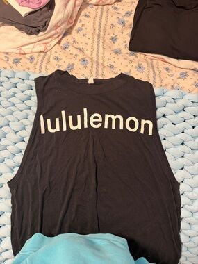 lululemon athletica Black Logo Muscle Tee